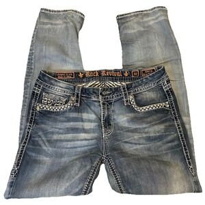 Rock Revival Women's SHERRY Mid Rise Easy Straight Jeans Size‎ 30